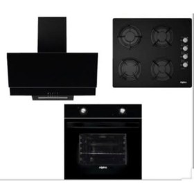 Resim Alpina Ankastre Set 3'lü Cam Siyah Statik 