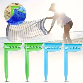 Resim 4 adet Güçlü Tutuşlu Rüzgar Geçirmez Kum Plaj Havlusu Klipsleri - Çok Fonksiyonlu Piknik Battaniyesi Çapa Çerçeveleri, Kamp, Plaj, Cruise için Taşınabilir | Havluları, Çarşafı, Battaniyeleri, Açık Hava Seyahat Gereksinimleri, Piknik Gereksinlikleri için İdeal | Dekoratif Klipsler | Dayanıklı Plastik, Plaj Aksesuarları 
