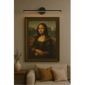Resim Mediterian Şık Banyo Ayna Tablo, Günışığı ve Led Aydınlatma, Siyah, Alüminyum, Duy G9, 50cm 