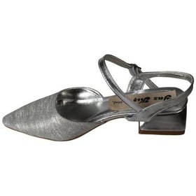 Resim Yazkış Kadın Altın Gümüş Simli 4cm Kısa Kalın Topuklu Abiye Ayakkabı Gümüş 