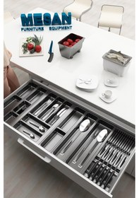 Resim Çekmece Içi Kaşıklık Ve Bıçaklık Düzenleyici Antresit, 104x48 Yandan Ve Boydan 4cm Kesilebilir Antrasit 