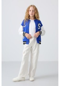 Resim Tommy Life Ekru Kargo Cepli Ön Dikiş Detaylı Geniş Paça Kız Çocuk Eşofman Altı - 75143 Ekru 