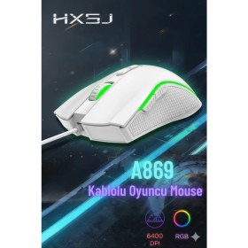 Resim HXSJ A869 Kablolu Rgb Oyuncu Mouse 6400DPI 7 Tuşlu 