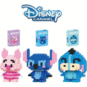 Resim 1 Adet/3 Adet Disney Stitch İki Eşek Temalı Mavi ve Pembe Yeşil Yapı Blokları - Şık Karikatür Mini Tuğlalar, Oda Dekoru veya Hediye için DIY Yaratıcı Set, Doğum Günü Partisi Oyun Modeli Montaj Hayvan El Sanatları Malzemeleri 