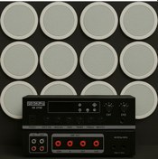 Resim Luxury, 12 Adet Hoparlör 1 Adet Anfi, Asma Tavan Ses Sistemi, Alçıpan Tavan Ses Sistemi, Mağaza Ses Sistemi 16cm 