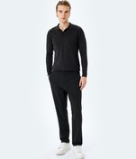 Resim Polo Yaka Düğmeli Basic Uzun Kollu Triko Kazak 