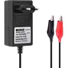 Resim Weko 7.2 Volt - 1 Amper Krokodil Uçlu Priz Tipi Yerli Üretim Akü Şarj Adaptörü 