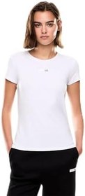 Resim EA7 Kadın Bisiklet Yaka T-Shirt, Beyaz, L Beden 