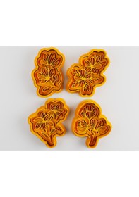 Resim Mizaku Çiçek Şeklinde Kurabiye Kalıbı Ve Kesicileri 4'lü Set Sarı 