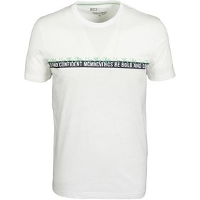 Resim Erkek Beyaz Slim Fit Bisiklet Yaka Baskılı %100 Pamuk Nokta Desenli Jeans 1932-beyaz Beyaz 