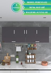 Resim Kenzlife Hazır Mutfak Perenna Gri 060*180*32 Mutfak Banyo Dolabı Kapaklı Raflı 