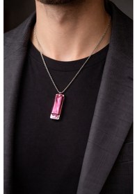 Resim Unisex Metal Mızıka Kolye 60 Cm Zincir Pembe Renk Müzik Temalı Aksesuar Çok renkli 