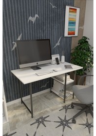 Resim VayAvm 2 Raflı Çalışma Bilgisayar Masası 60 x 120 CM Beyaz 