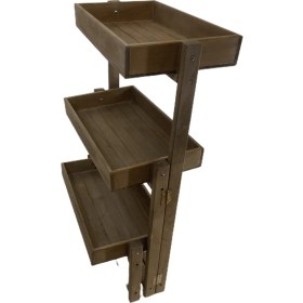 Resim Rusthing Doğal Ahşap Sebzelik Meyvelik Çiçeklik 3 Raflı Çok Amaçlı Dekoratif Dolap Raf Ceviz Renkli 