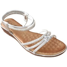 Resim Guja 25y174 Kadın Taşlı Düz Taban Abiye Sandalet Gümüş Siyah 