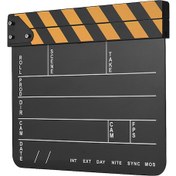 Resim Wezone Film Klapboard Siyah Tahta Sarı Çizgili, Akrilik-ahşap Bileşimli, Yazılabilir, Profesyonel Sinema/tv Kullanıma Uygun 