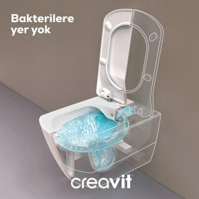 Resim Creavit Elegant Beyaz Kanalsız Asma Klozet EG321, Creavit Elegant Yavaş Kapak 