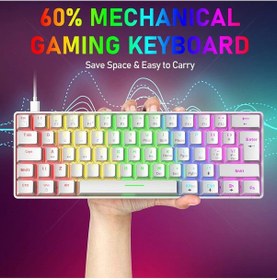 Resim T60 Beyaz Renk Kırmızı Switch Mekanik Kablolu Klavye Gaming Driverli Oyuncu Klavyesi T60 Mini Q 