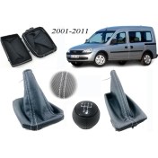 Resim Vts Körük Opel Combo C Vites Körüğü + El Freni Körüğü + Vites Topuzu Delikli Deri Gri Dikiş 
