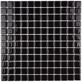 Resim MozaiKristaL Mutfak, Banyo, Havuz, Sauna, Spa Ve Tüm Yüzeyler Için 25x25 Mm Siyah Cam Mozaik. 