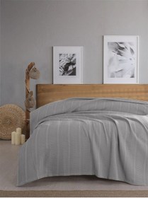 Resim Tek Kişilik Waffle Pike 160x230cm, %100 Pamuk, Petek Tasarım, Gri Renk Gri 