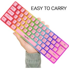 Resim Hype Store Vooka Trol Blue Switch Mini Rgb Oyun Klavyesi Gaming 62 Tuşlu 18 Rgb Led Usb Tip-C Kablosu Pembe Uyu 