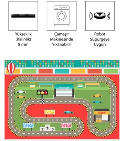 Resim VİVİCAHOME Dijital Baskı Kaymaz Taban Makinede Yıkanabilir Çocuk Odası Halısı Bebek Odası Halısı VCH 