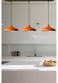 Resim Üçlü Turuncu Sarkıt Lamba Yemek Masası Oturma Odası Mutfak Salon Otel Showroom Hol Turuncu 