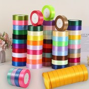 Resim 1 Paket 2 cm Geniş İpek Gibi Saten Kurdele - 22 m Uzunluğunda Canlı Çok Renkli El Yapımı Dekorasyon, Hediye Paketleme, Pasta ve Parti Malzemeleri için Dayanıklı Kumaş Kurdele 