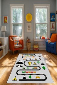 Resim Kessy Home Studio Eğitici Yol Desenli Çocuk Oyun Halısı Dijital Baskı Yıkanablir Kaymaz Taban Çocuk Odası Halısı 3 