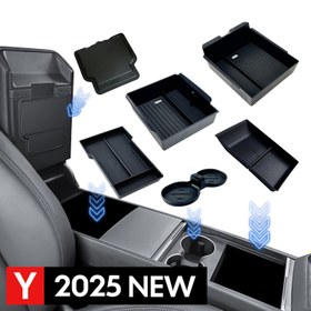 Resim Tesla Model Y LAUNCH JUNIPER 2025 İçin Merkez Konsol Kolçak Depolama Kutusu Seti: 1 Ön Depolama Kutusu, 1 Arka Depolama Kutusu, 1 Üst Ön Depolama Kutusu, 1 Alt Ön Depolama Kutusu, 1 Gizli Kolçak Depolama Kutusu ve 1 Bardaklık Dahil 