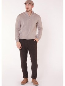 Resim Braccas Erkek Yandan Cepli Bel Bağcıklı Slim Fit Chino Kahverengi Pantolon Kahverengi 