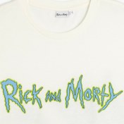 Resim Rick and Morty Lisanslı Arkası Baskılı Kısa Kollu Bisiklet Yaka Tişört 