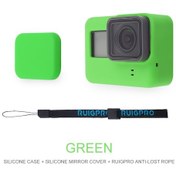 Resim Yeşil-silikon Koruyucu Kapak Gopro Hero 7 6 5 Için Kordon Aksesuarlı Siyah Kol Konut Case Çerçeve Go Pro 7 6 5 