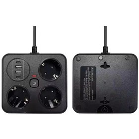 Resim Akım Korumalı Anahtarlı Priz - 3x Priz - 2x Usb - 2x Type-c - 2 Mt Kablo Hızlı Şarj Özellikli Siyah Belirtilmemiş 