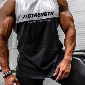 Resim Erkekler için Hafif Atletik Atlet - Nefes Alabilir, Hızlı Kuruyan Kolsuz Gömlek Spor Salonu, Koşu & Antrenman için | Harf Baskılı Tasarım, Esnek Polyester Karışımı, Yaz, Kas Antrenmanı, Yelek 