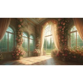Resim Venspor Romantik Çiçeklerle Süslenmiş Zarif Oda Arkaplan 200 x 150 cm Fon Duvar Örtüsü 