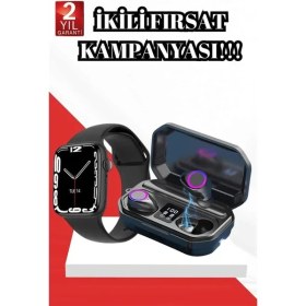 Resim MidasTech 2025 Model Akıllı Saat ve Bluetooth Kulaklık 5.0 Bluetooth Bağlantılı Dokunmatik Ekran Midaste 