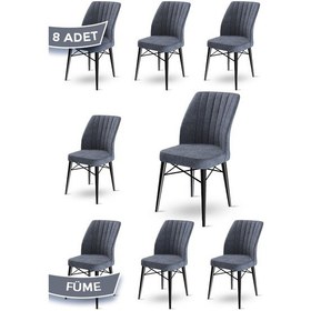 Resim Canisa Flex Serisi, Üst Kalite Mutfak Sandalyesi, 8 Adet Füme Sandalye, Gürgen Siyah Ahşap Ayak Sandalye Füme Ayaklar Siyah 