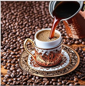 Resim Ludıa Ahşap Saplı El Yapımı Dövme Bakır Cezve No4 Kahve Cezvesi 