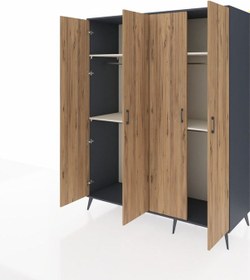 Resim Kronos Gardrop 4 Raflı 4 Kapaklı 4 Askılı 176x59x221 Antrasit-çam/aytaşı Beyaz 