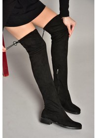 Resim Fox Shoes T726888802 Siyah Süet Streç Kadın Çizme Siyah-Süet 