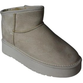 Resim Yazkış Kadın Deve Tüyü Siyah İçi Yünlü Bilekten Kalın Taban Mini Bot Krem 