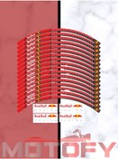 Resim Redbul Motosiklet Jant Şeridi Takımı Beyaz-kırmızı 