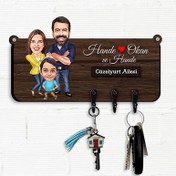 Resim Canım Ailem Karikatürlü Anahtar Askısı 