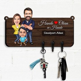 Resim Canım Ailem Karikatürlü Anahtar Askısı 