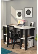 Resim Moonlife Hipo Kitaplıklı Çalışma Masası Siyah Siyah - Beyaz 