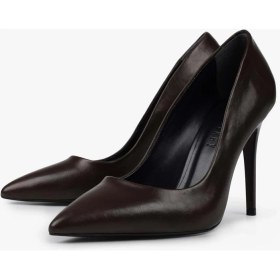 Resim Shoeberry Kadın Deyna Kahve Cilt Stiletto 