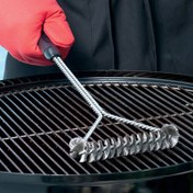 Resim 1 adet Dayanıklı Paslanmaz Çelik BBQ Izgara Temizleme Fırçası, Dayanıklı Metal Kıllar ve Ergonomik Kolu ile - Yapışmaz, Tekrar Kullanılabilir Barbekü Temizleyici, Verimli Izgara Bakımı için - Açık Hava Pişirme, Açık Hava Pişirme Araçları için Temel Izgara Aksesuarları | Sağlam Yapı | Ergonomik Tasarım, BBQ Izgara Temizleme Aracı 