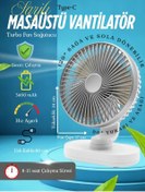 Resim nextbuy Şarjlı Masaüstü 120°Otomatik Döner Oynar Başlıklı 4 Hız Modu Turbo Fan Soğutucu Vantilatör GriX881 